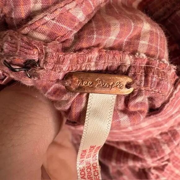 Free People High-Low Tiered Maxi Dress – Pink Plaid Floral (Women’s M) - Picture 7 of 9